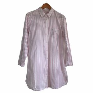 Victorias Secret M Pink Stripe Cotton Night Shirt